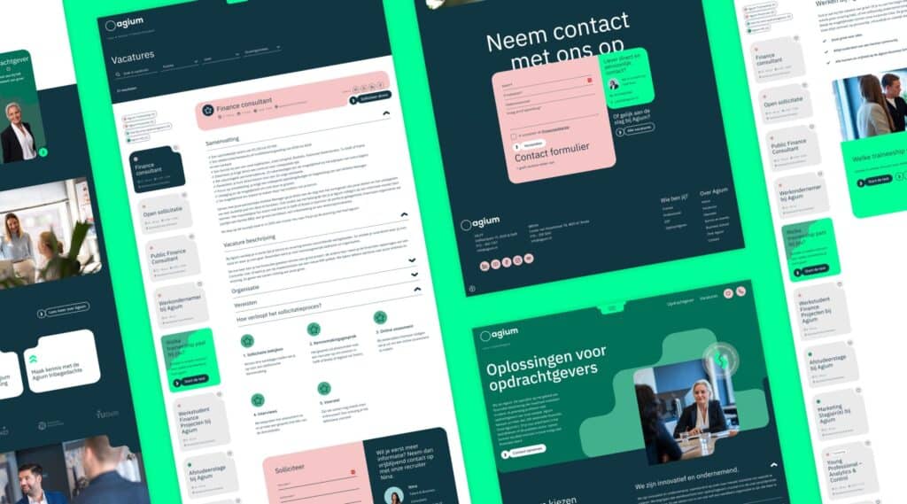 Desktop designs van de nieuwe website die Sturdy Digital ontwikkelde voor Agium.nl