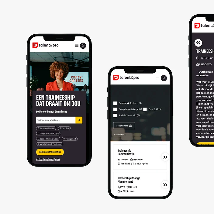 Sollicitatie traineeprogramma voor communicatie en management bij Sturdy Digital met focus op beroepsopleidingen en loopbaanontwikkeling.