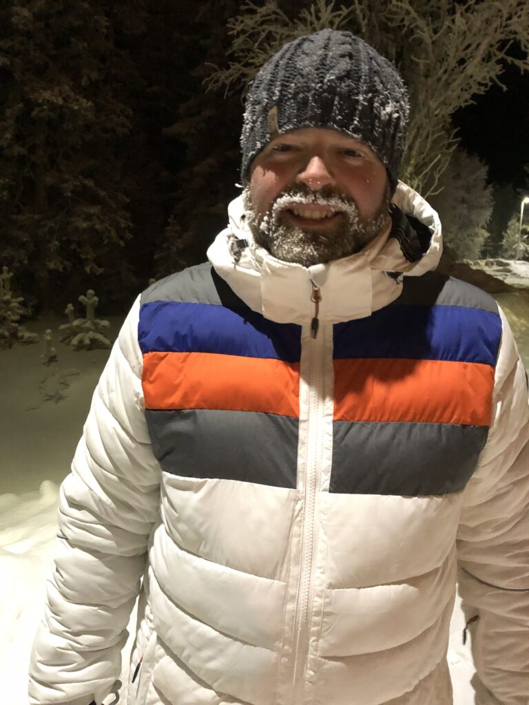 Frans met een bevroren baard in Lapland