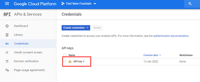 google cloud platform google maps API key installeren