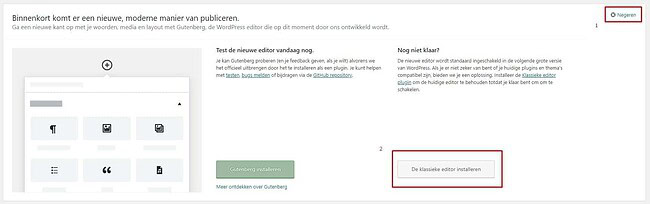 Opties voor Gutenberg melding | New Fountain