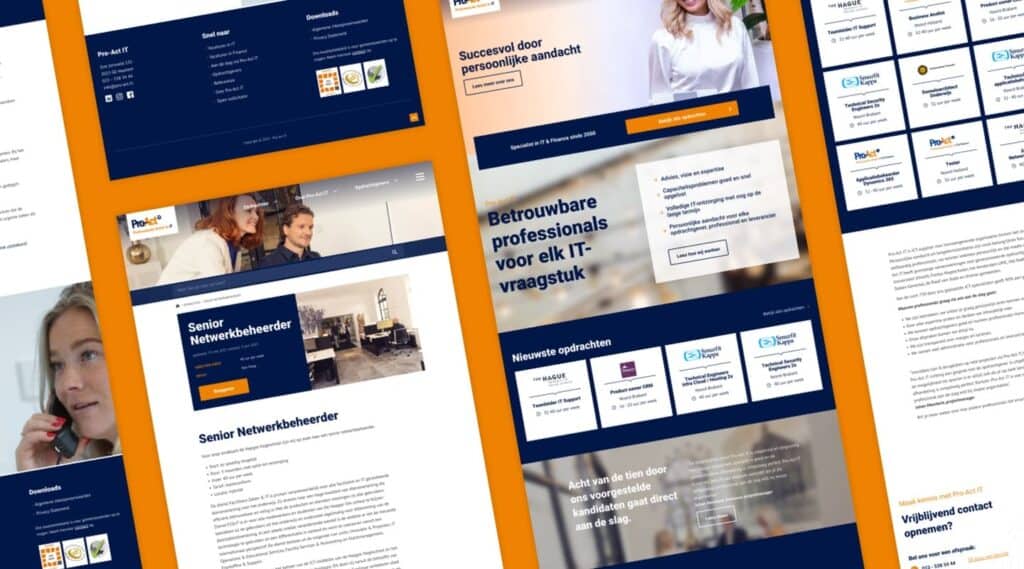 Desktop designs van de nieuwe website die Sturdy Digital ontwikkelde voor pro-act.nl