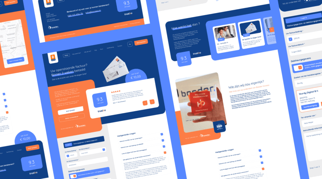 Schermen van de nieuwe website voor incass.nl