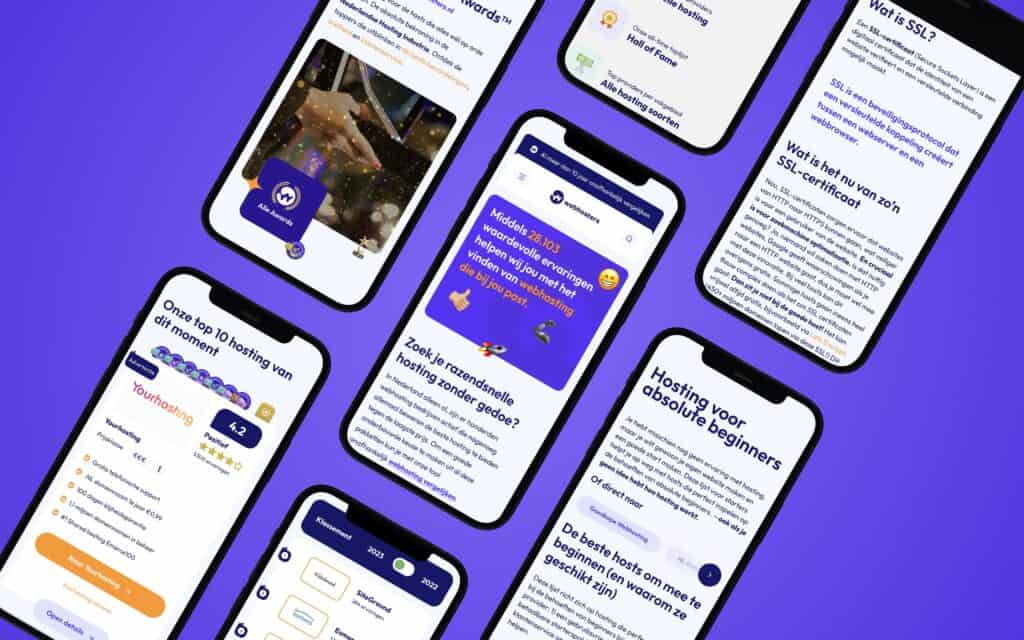 Het mobile design van webhosters.nl zoals gemaakt door Sturdy Digital.