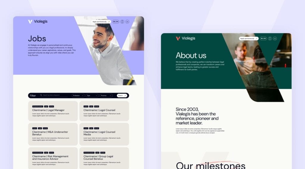 Vacaturepagina's op vialegis.be