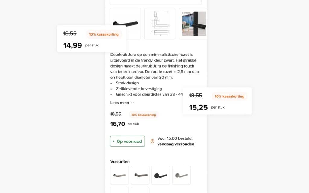 Onlinedeurbeslagshop.nl dynamische prijzen