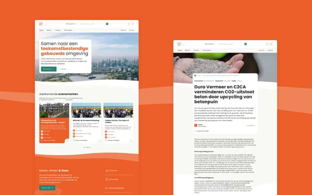Het desktop design van DGBC.nl zoals gemaakt door Sturdy Digital.