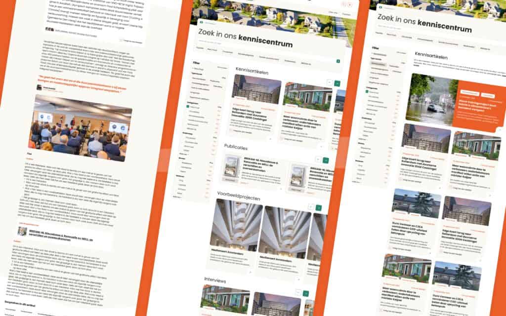 Het kenniscentrum van DGBC getoond op desktop devices
