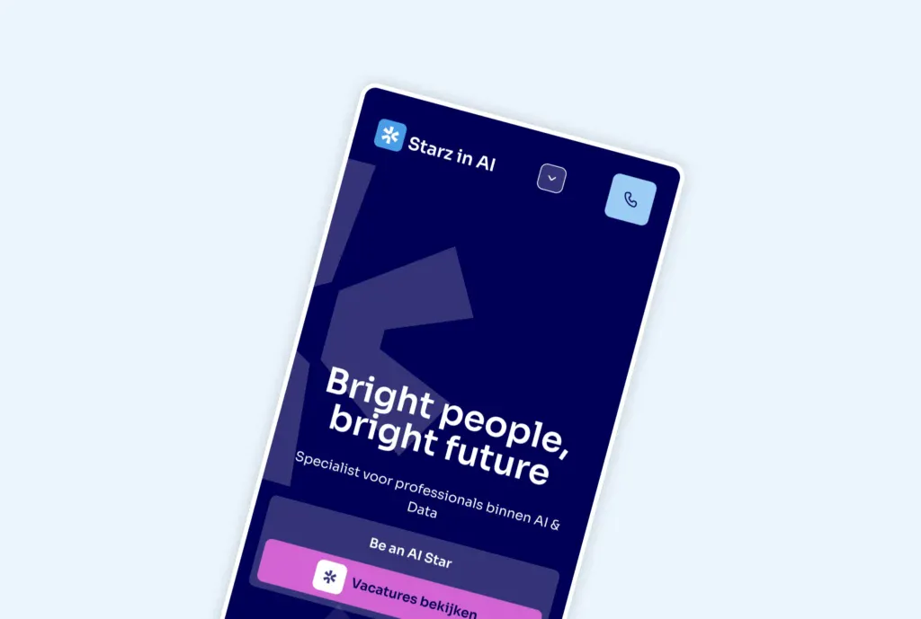 Mobiele weergave van de mobiele website van Starz in AI